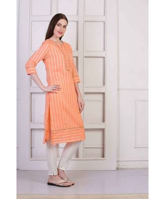 Corporate Festivity  Peach  Cotton Chanderi  Printed  Kurta 4