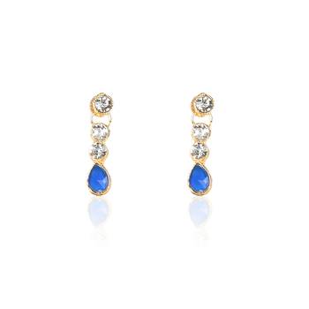 Classy Choker Style Ad Blue Stone Necklace Set With Matching Earrings For Women 4
