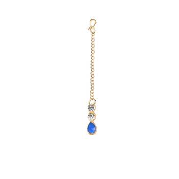 Classy Choker Style Ad Blue Stone Necklace Set With Matching Earrings For Women 5