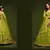 Neon Green Thread, Zari, Dori, and Sequins Embroidered Art Silk Semi Stitched Bridal Lehenga