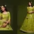 Neon Green Thread, Zari, Dori, and Sequins Embroidered Art Silk Semi Stitched Bridal Lehenga