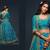 Teal blue Thread, Zari, Dori, and Sequins Embroidered Art Silk Semi Stitched Bridal Lehenga