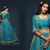 Teal blue Thread, Zari, Dori, and Sequins Embroidered Art Silk Semi Stitched Bridal Lehenga