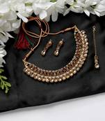 Classy Choker Style Ad Lcd Stone Necklace Set With Matching Earrings For Women