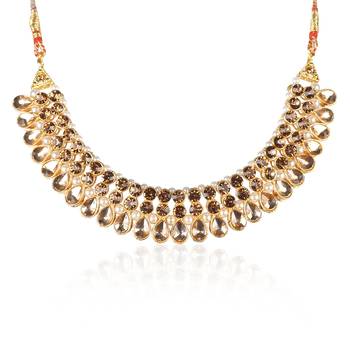 Classy Choker Style Ad Lcd Stone Necklace Set With Matching Earrings For Women 3