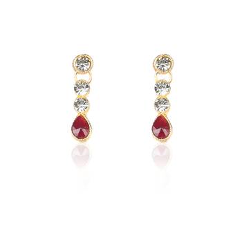 Classy Choker Style AD Maroon Stone Necklace Set with Matching Earrings for Women 4