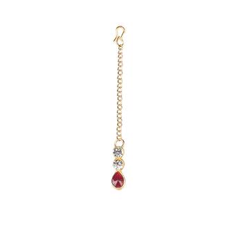 Classy Choker Style AD Maroon Stone Necklace Set with Matching Earrings for Women 5