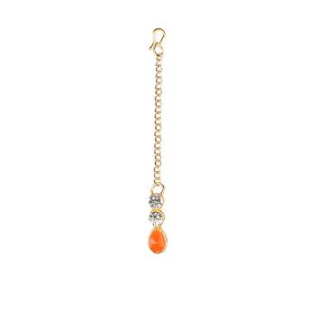 Classy Choker Style Ad Orange Stone Necklace Set With Matching Earrings For Women 5