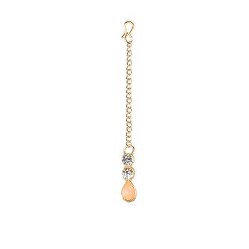 Classy Choker Style Ad Peach Stone Necklace Set With Matching Earrings For Women 5