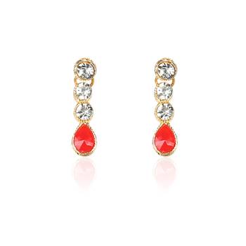 Classy Choker Style Ad Red Stone Necklace Set With Matching Earrings For Women 4