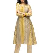 Light-gold hand woven viscose multicolor-kurtis