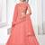 Peach Thread with Sequins embroidered net semi stitched wedding lehenga