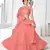 Peach Thread with Sequins embroidered net semi stitched wedding lehenga