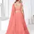 Peach Thread with Sequins embroidered net semi stitched wedding lehenga