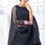 Navy-blue Thread with Sequins embroidered net semi stitched wedding lehenga