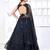 Navy-blue Thread with Sequins embroidered net semi stitched wedding lehenga