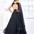 Navy-blue Thread with Sequins embroidered net semi stitched wedding lehenga