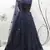 Navy-blue Thread with Sequins embroidered net semi stitched wedding lehenga