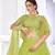 Fluorescent green Thread with Sequins embroidered net semi stitched party lehenga