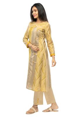 Light-gold hand woven viscose multicolor-kurtis 2
