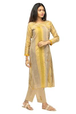 Light-gold hand woven viscose multicolor-kurtis 3