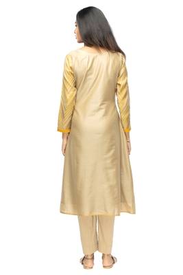 Light-gold hand woven viscose multicolor-kurtis 4