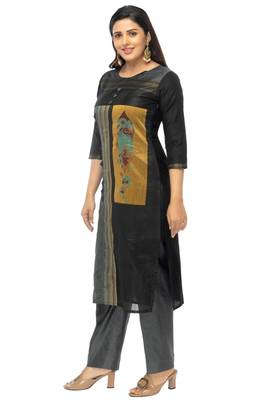 Black hand woven viscose multicolor-kurtis 3