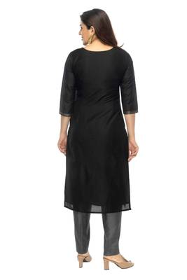 Black hand woven viscose multicolor-kurtis 4