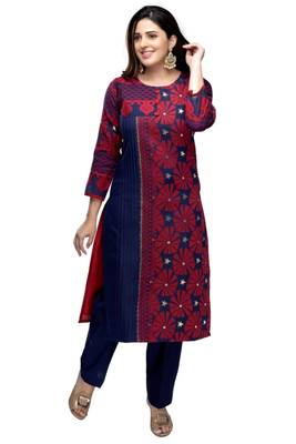 Dark-onion-pink hand woven viscose multicolor-kurtis 1
