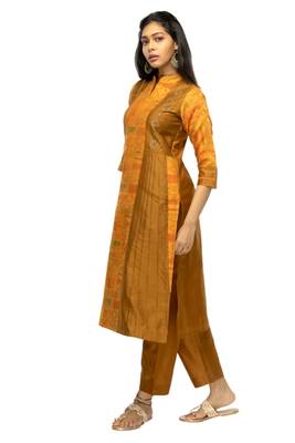 Orange hand woven viscose multicolor-kurtis 3