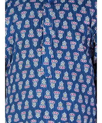 Block Print Cotton Kurta for Boys  Navy Blue 3