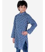 Block Print Cotton Kurta for Boys  Navy Blue