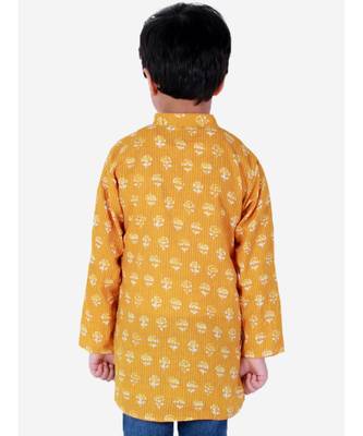 Block Print Cotton Kurta for Boys  Yellow 3