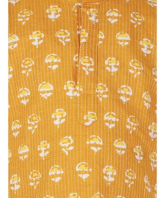 Block Print Cotton Kurta for Boys  Yellow 5