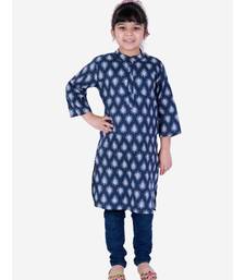 Block Print Cotton Kurta for Girls  Blue