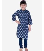 Block Print Cotton Kurta for Girls  Blue