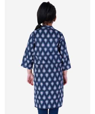 Block Print Cotton Kurta for Girls  Blue 4