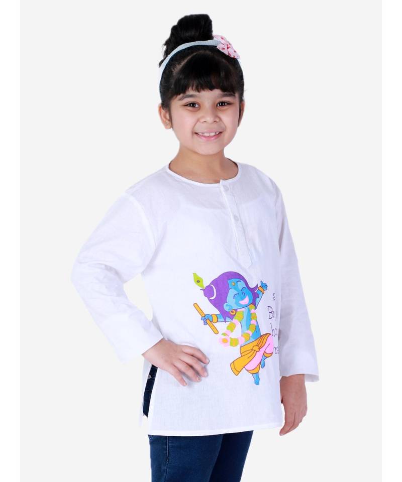 Cotton Holi Full Sleeve Kurta   White