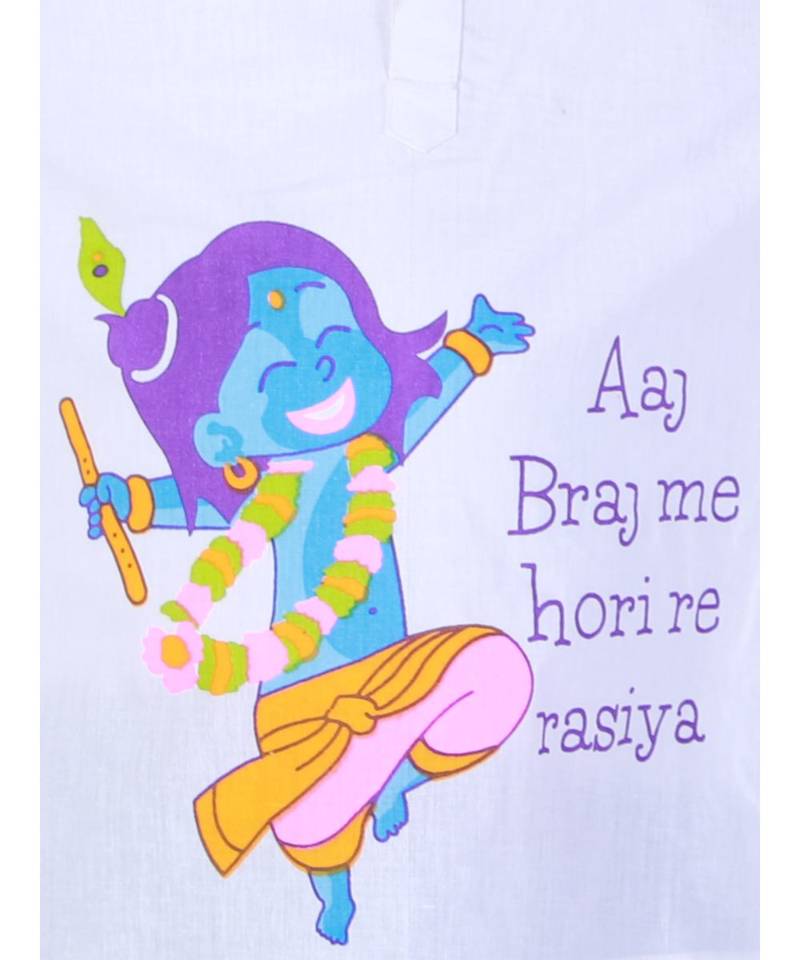 Cotton Holi Full Sleeve Kurta   White