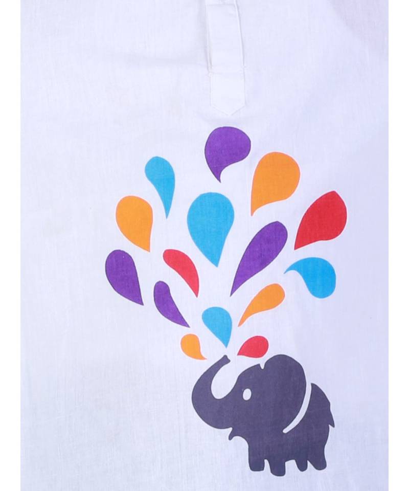 Cotton Holi Full Sleeve Kurta   White