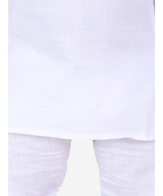 Stand Collar Cotton Kurta pajama White 3
