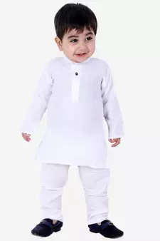 Stand Collar Cotton Kurta pajama White