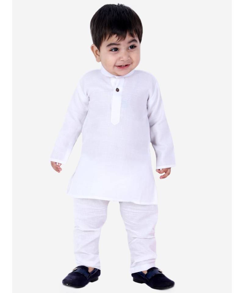 Stand Collar Cotton Kurta pajama White