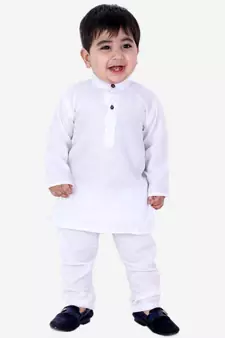Stand Collar Cotton Kurta pajama White