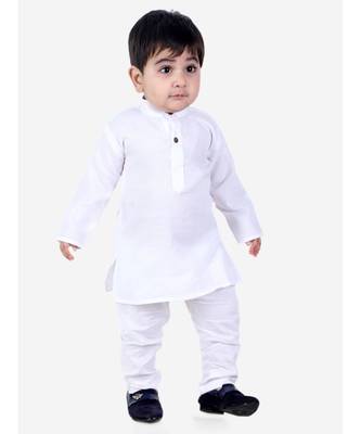 Stand Collar Cotton Kurta pajama White 1