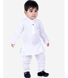 Stand Collar Cotton Kurta pajama White