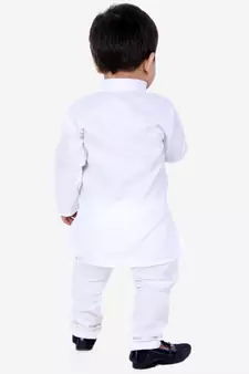 Stand Collar Cotton Kurta pajama White