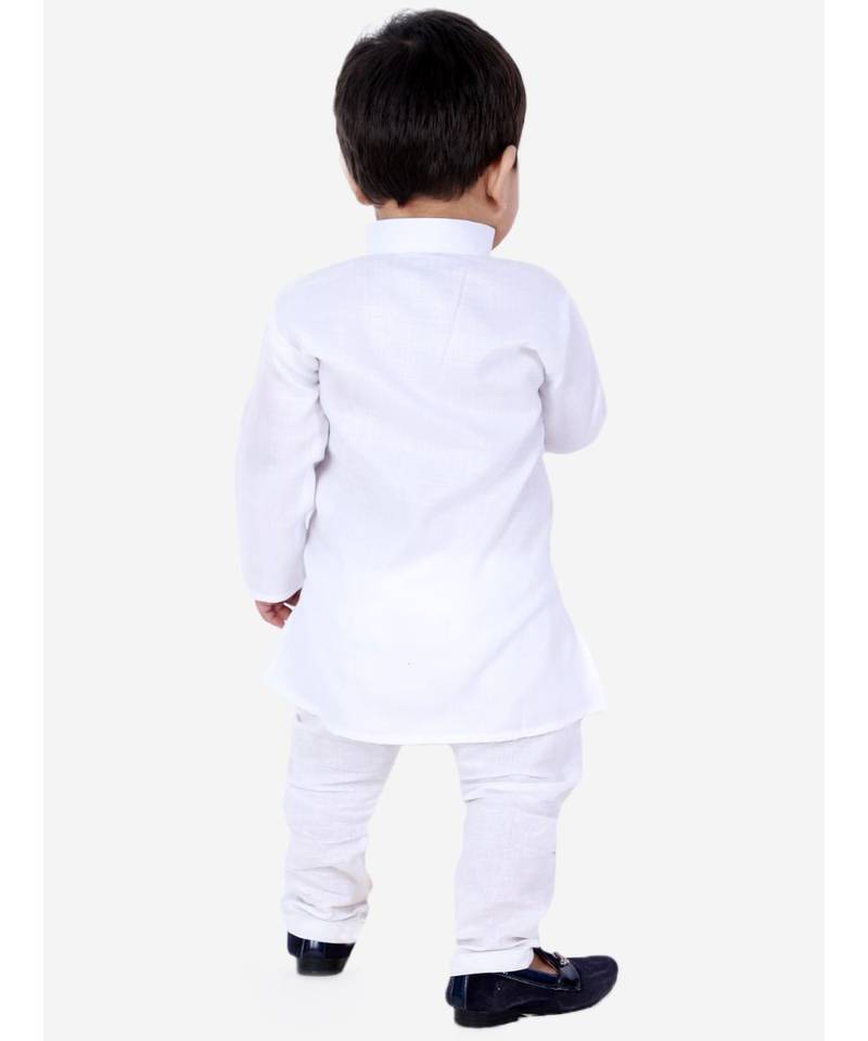 Stand Collar Cotton Kurta pajama White