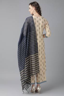 Indo Era Beige Printed Straight Kurta with Palazzo Sets 3