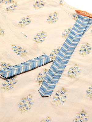 Indo Era Beige Printed Straight Kurta with Palazzo Sets 5